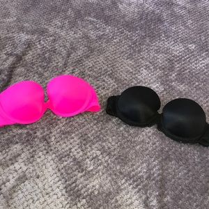 Strapless pink bras